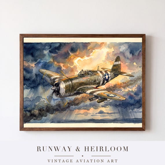 P-47 Thunderbolt Watercolor Print — aviation wall art print