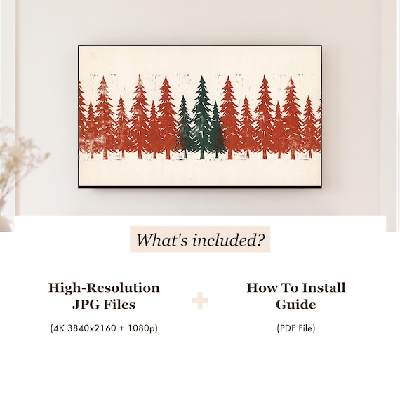 Fir Tree Block Print Samsung Frame TV Art — view 4