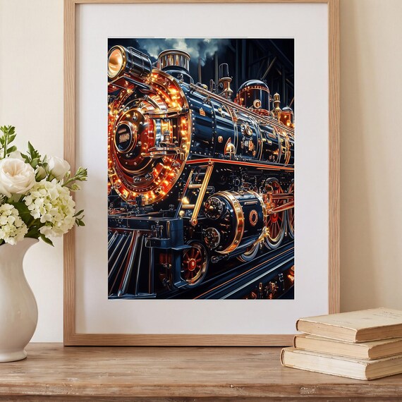 Steam Locomotive Cutaway Wall Art — view 2