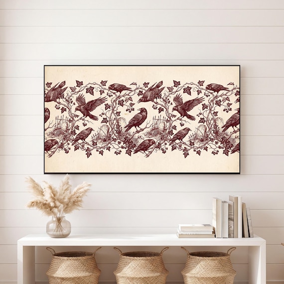 Ravens and Ivy Toile Samsung Frame TV Art — view 6