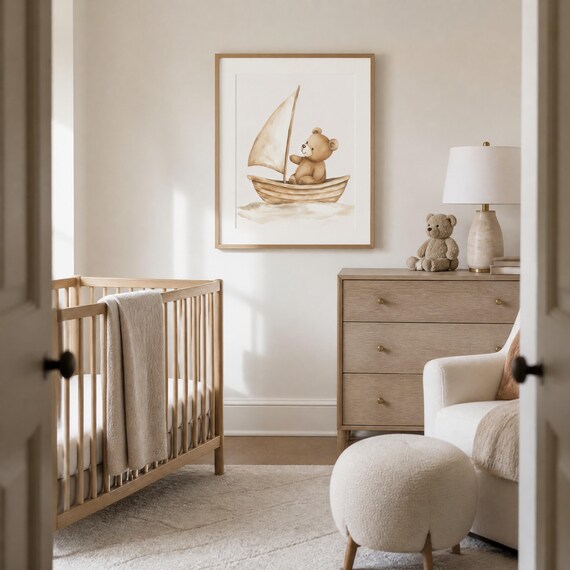 Sailboat Teddy Nursery Wall Art — view 6