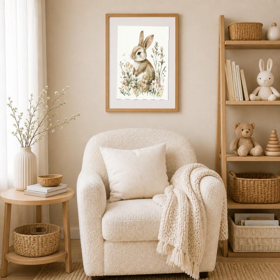 Cottagecore Bunny Nursery Wall Art — view 4