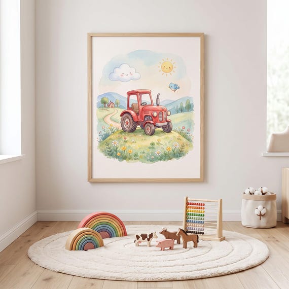 Red Tractor Nursery Wall Art Printable — view 5