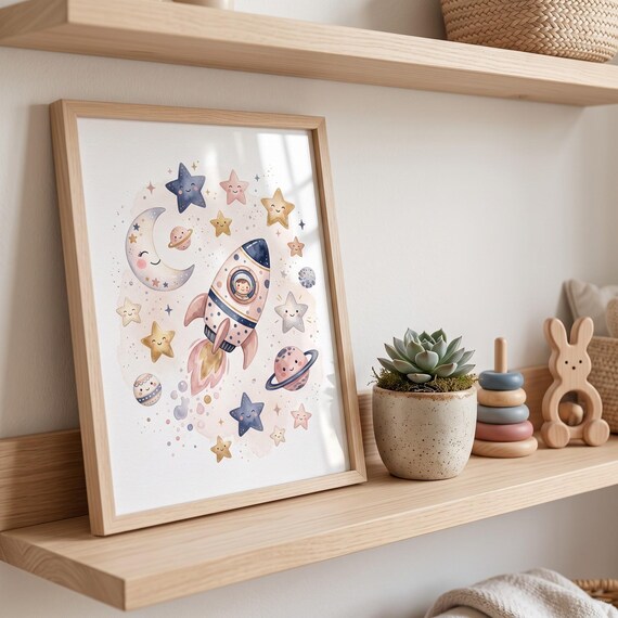 Rocket Space Nursery Wall Art Printable — view 4