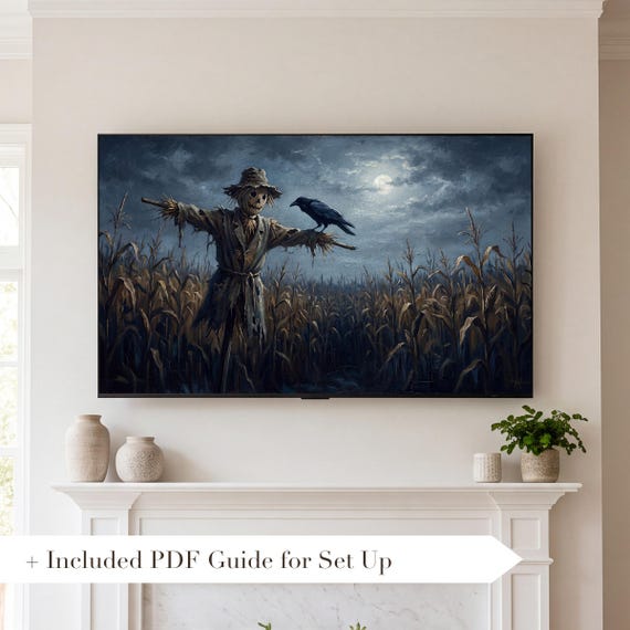 Crow on Scarecrow Samsung Frame TV Art — view 2
