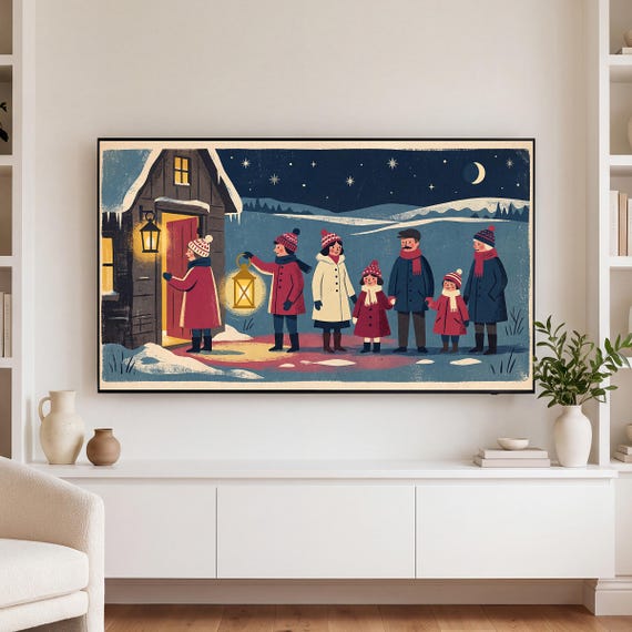 Carolers at the Door Samsung Frame TV Art — view 3