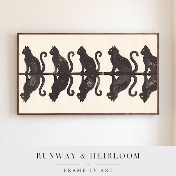 Mirrored Black Cats Samsung Frame TV Art — view 5