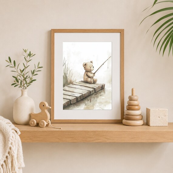 Fishing Teddy Nursery Wall Art — view 5
