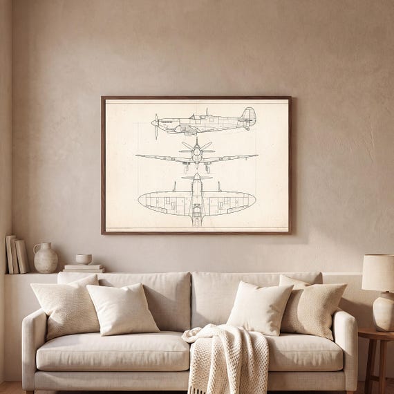 Supermarine Spitfire Blueprint Print — view 2