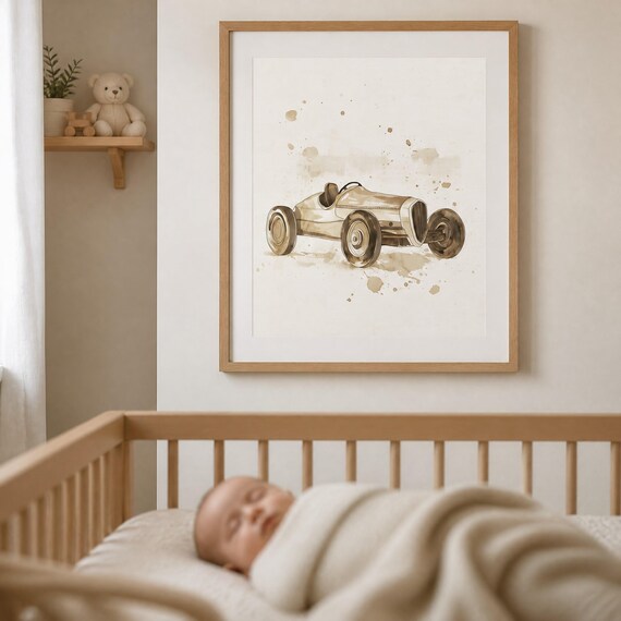 Vintage Race Car Nursery Wall Art — view 4