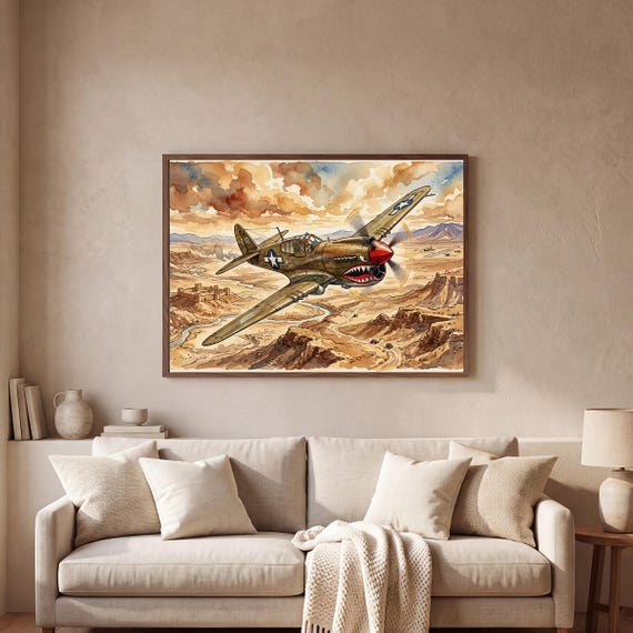 P-40 Warhawk Watercolor Print — view 2