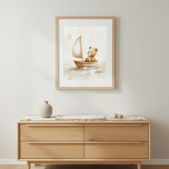 Teddy Bear Sailboat Nursery Art