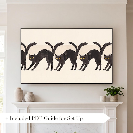 Arched Black Cat Samsung Frame TV Art — view 2