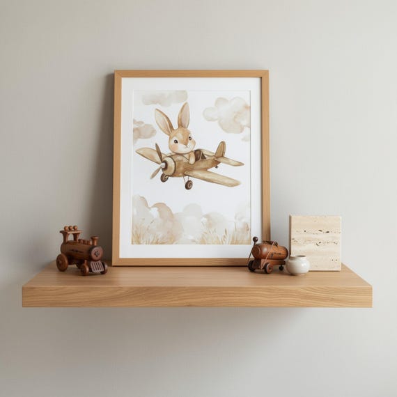Bunny Airplane Nursery Wall Art — view 5