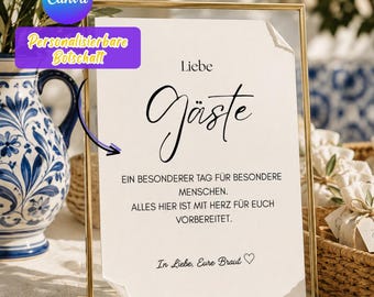 Cartello cesto per ospiti di matrimonio tedesco / Liebe Gäste Notfallkorb Hochzeit / Cartello cesto di emergenza stampabile / PDF personalizzato/Download istantaneo A5
