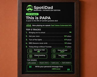 Biglietto unico per la Festa del Papà / Regalo personalizzato SpotiDad confezionato / Modello digitale divertente e giocoso / Biglietto moderno per lui / PDF modificabile