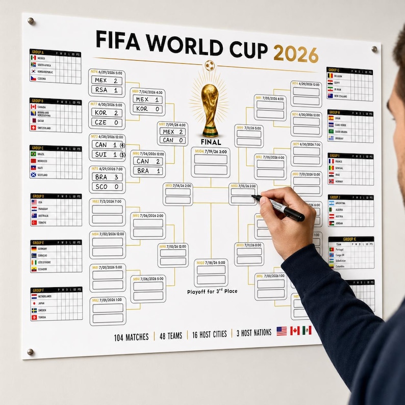 FIFA World Cup 2026 Bracket Poster A3 A4 | Printable Wall Chart