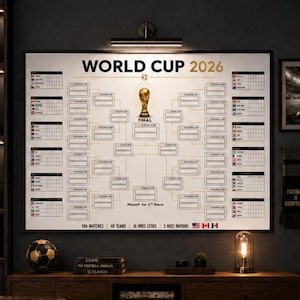 Poster del tabellone dei Mondiali 2026 in formato A3 e A4 / Tabella murale stampabile / Tracciatore del torneo di calcio / Calendario dei Mondiali 2026 / Download immediato