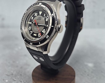 Pilot Watch for Men, Original SQND Dial, NH35 Automatic, 39.5mm Steel, Sapphire Crystal, C3 Lume, Rotating Bezel, Handmade Gift for Him