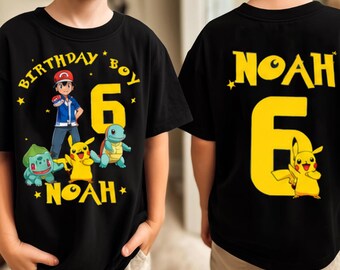 Pokemon Birthday Shirt, Custom Name Pokemon Shirt, Pokemon, Personalized Pokemon Birthday, Pokemon tee, Gift for Kids, Pikachu Shirt