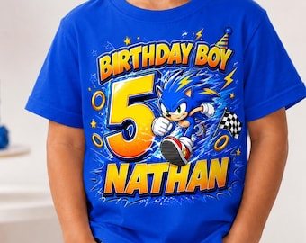Personalized Sonic Birthday shirt, Custom Sonic Shirt, Sonic Hedgehog Birthday Shirt, Sonic Birthday Shirt, Sonic Family Matching Shirts