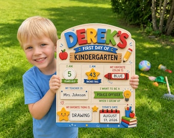 Personalized First Day of School Sign, Custom Back To School Board With Name, Reusable Photo Prop Back to School Sign, 1st Day Of School