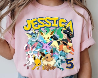 Umbreon Eevee Sylveon Leafeon Birthday Shirt, Eevee Evolution Shirt, Personalized Birthday Girl, Family Shirt, Party Family Matching Shirts