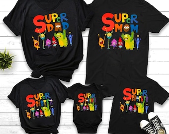 Custom Super Simple Songs Super Simple Songs Birthday Shirt, Super Dad, Super Mom Shirt,Customized Characters Birthday Matching Family Shirt