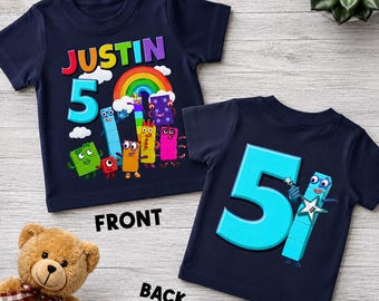 Numberblocks Birthday Shirt, Custom Numberblocks Shirt, Numberblocks Kids Shirt, 1-10 Number Blocks Custom Name And Age Family Party Shirt