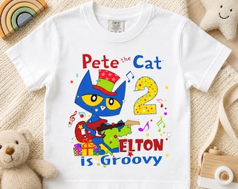 Personalized Pete The Cat Birthday Shirt, Groovy Shirt, Pete The Cat Birthday Shirt, Blue Cat Birthday Boy Tee, Birthday Boy T-shirt