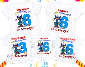 The Cat Birthday Shirt, Groovy Shirt, Pete The Cat Birthday Shirt, Blue Cat Birthday Boy Tee, Family Birthday Shirt, Birthday T-Shirt