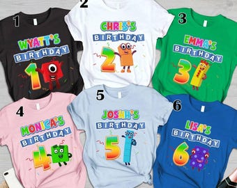 Numberblocks Birthday Shirt, Personalized Numberblocks Family Birthday Shirt, Numberblocks Family Shirt, Custom 1 to 10 Numberblocks Design