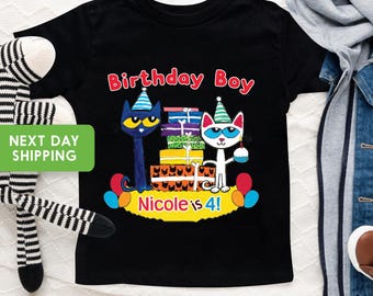 Personalized Pete The Cat Birthday Shirt, Groovy Shirt, Pete The Cat Birthday Shirt, Blue Cat Birthday Boy Tee, Birthday Boy T-shirt