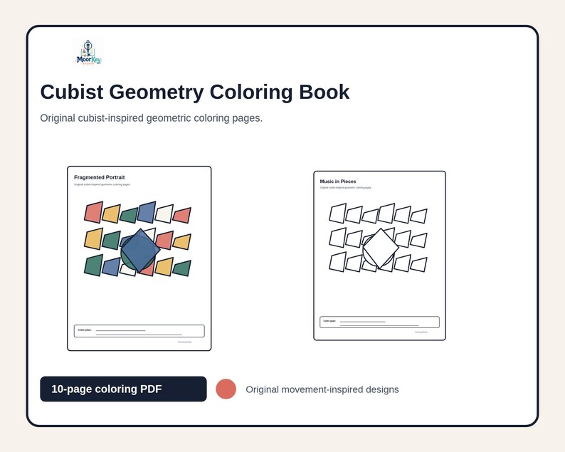 Cubist Geometry Coloring Book, Modern Art Inspired Printable Pages ...
