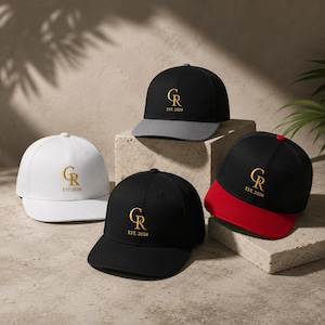 Gold CR Monogram Embroidered Flat Bill Cap | Est. 2026