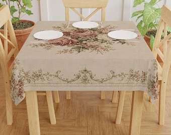 Vintage Rosenstrauß Tischdecke | Florale Cottagecore Tischwäsche