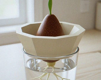 Avocadokern | 3D gedruckte Avocado-Samen-Keimungs-Wiege | Avocado-Anzuchtsset | Fensterbank Vermehrung Geschenk