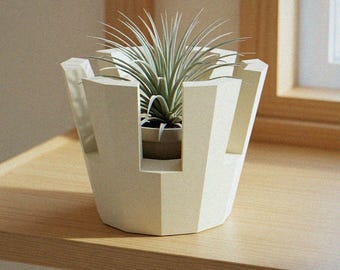 Luftpflanzenhalter | 3D gedruckter Tillandsia Ständer | Facettierte Airplant-Darstellung | Blumentopf Übertopf | Geschenk für Pflanzenliebhaber