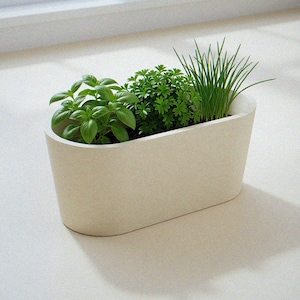 3D Printed Herb Planter | Long Trough for Kitchen Garden, Windowsill Box