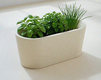 Fensterbank Kräutertopf | 3D gedruckter langer Trog Pflanzkasten | Innen-Küchen-Kräuter-Garten | Rechteckiger Fensterkasten | Pflanzengeschenk