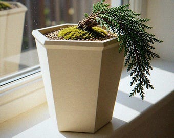 Kaskaden Bonsai Schale | 3D gedruckter tief sechseckiger Pflanzer | Shohin Mame Topf | Drainage & Wire Tie Down Löcher | Pflanzengeschenk