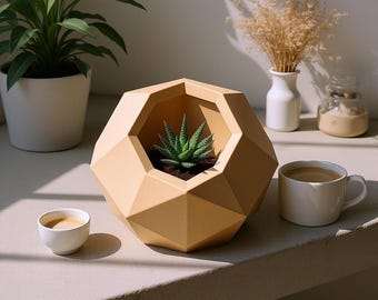 Rhombendodekaeder Pflanzer 3D Gedruckt | Geometrische Diamant Kanne | Moderne Mathe Wohnkultur