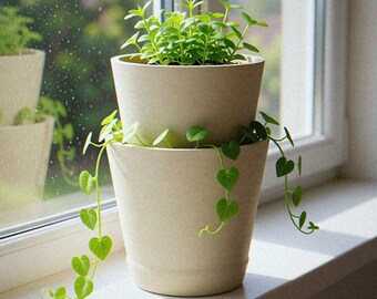 Stacking Tower Planter | Vertical Herb & Strawberry Garden Pot | Stackable Drainage Design | Modular Indoor Planter