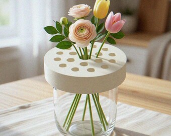 Flower Frog Lid | Stem Grid Vase Topper Holds Stems Upright, No Floral Foam | Fits Wide Mouth Jar or Vase