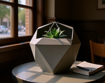 D20 Ikosahedron Planter 3D Gedruckt | DnD Dungeon Master Geschenk | Platonischer Massiver Sukkulenten Topf