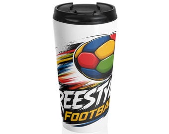 Taza de viaje de acero inoxidable para fútbol freestyle