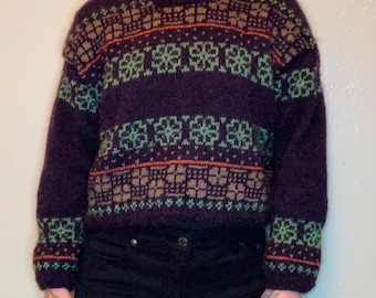 Geranium Jumper Knitting Pattern PDF | Floral Colorwork Sweater | Cottagecore Knit Colorwork Jumper Pattern PDF | Floral Knitting Sweater |