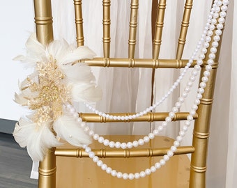 Unique Chiavari Chair decoration/ Quinceanera/ Wedding decoration/ Gatsby/ pearl/ feather