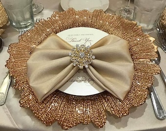 2  Napkins and 2 Napkin Rings, elegant,decoration,Wedding, Anniversary, bride, Charger Plates, holiday, Table Decor, table setting