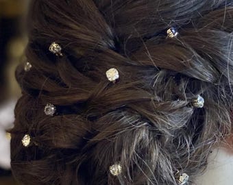 12pcs Diamond Hair Pins Set/Sparkling Dazzle Accessories/Wedding Bouquets, Bride, Party, Prom Hair Clips, Bridal Hair Pins/Styling/Silver
